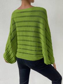 SHEIN Essnce tay cánh Dệt kim chấm bi Áo len - Màu xanh Bạc hà - Xem 2