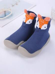 1對兒童地板襪寶寶矽膠底防滑室內行走鞋原創時尚設計卡通動物可愛嬰兒運動鞋 - 藍色 - 查看 2