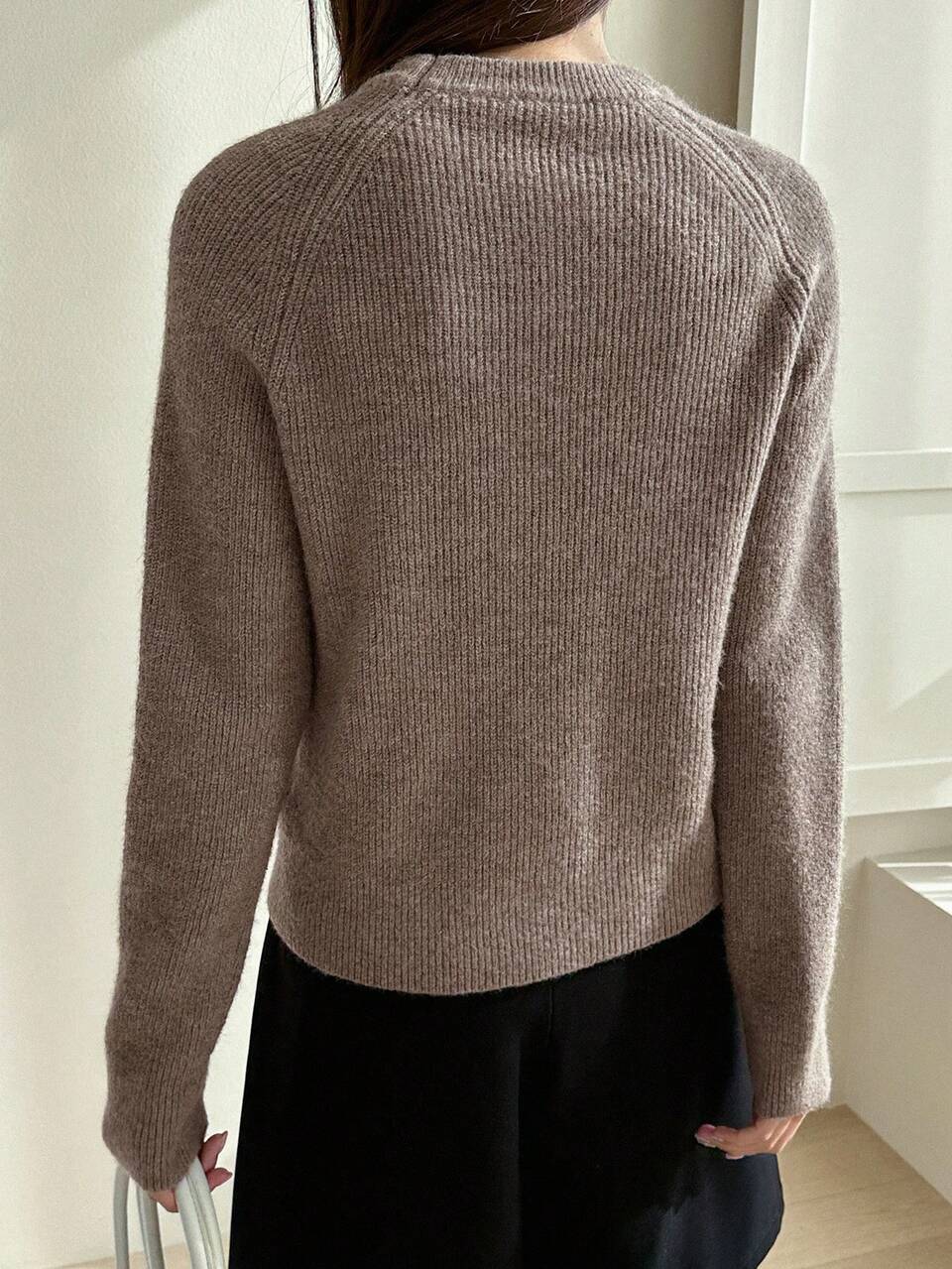 Women's Casual Business Style Solid Color Raglan Sleeve Pullover Sweater, Autumn/Winter,Long Sleeve Tops