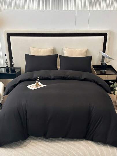 3 件羽绒被套套装，100% 水洗超细纤维，轻质床上用品，带拉链和 4 个角带，纯色超柔软亲肤羽绒被套（1 件羽绒被套/无被子 + 2 件枕套/无枕头），适用于卧室、旅行、宿舍（男孩和女孩）