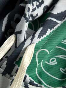 Men Letter Graphic Drawstring Hoodie - Grey - View 6