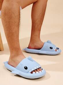 Men's Novelty Shark Shaped Slippers Beach Sandals Shark Slides - Baby Blue - View 2