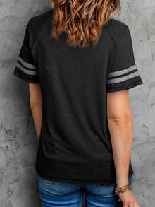 Colorblock Striped Raglan Sleeve Tee - Multicolor - View 2