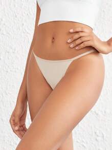 Ocili 5入組彈性光滑低腰迷你T字褲 - 膚色 - 杏色 - 查看 6