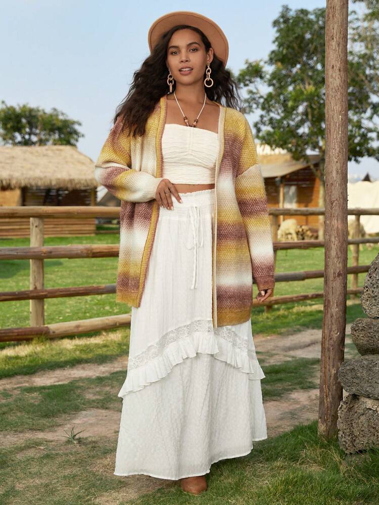Plus Ombre Drop Shoulder Duster Cardigan