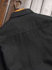 Manfinity Homme Men Ripped Flap Pocket Denim Shirt Without Tee