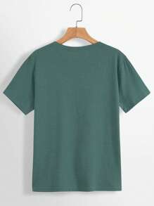 INAWLY Slogan Graphic Tee Be Real Not Perfect Graphic Tees Women Tops - Dark Green - View 2