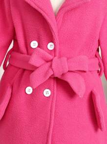Baby Girl Double Breasted Flounce Sleeve Belted Coat