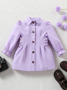 女嬰荷葉邊荷葉袖襯衫洋裝