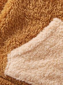 Chàng trai trẻ Thư được vá Túi kangaroo Thiết kế tai 3D áo có mũ Áo Teddy Jackets - màu nâu - Xem 5