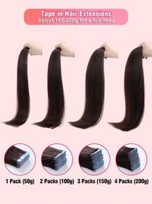 20pcs Straight Tape In 100% Remy Human Hair Extension For Salon Silky Seamless Invisible Natural Black Color For Thin Hair Woman Natural Look Top Quality Tape In Hair Tape Ins Hair Extensions - SNatural - View 9