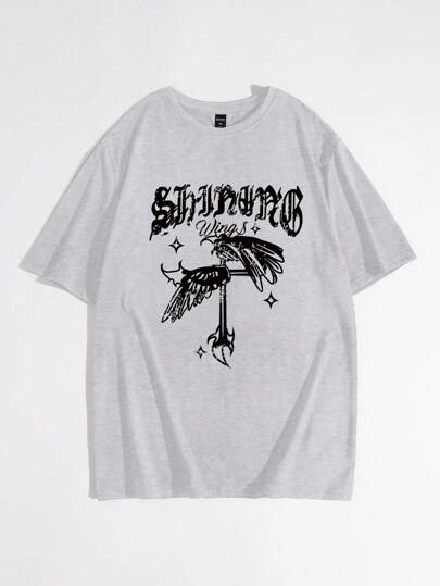 Grunge Punk Guys Letter Graphic Tee