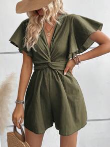 Breezaya 前扭結蝴蝶袖連身短褲