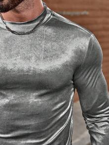 Manfinity AFTRDRK Nam Chất rắn Vòng cổ Áo thun - Bạc - Xem 5