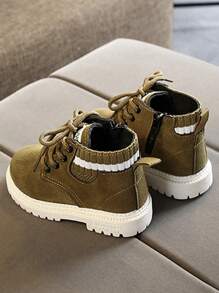 孩子們休閒馬丁靴,新品到貨,圓頭平底女孩短靴,嬰兒男孩PU皮革短踝靴