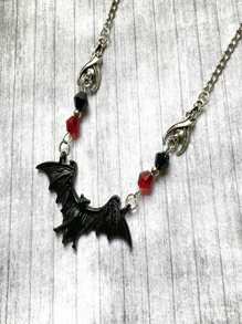 ROMWE Goth Collar con accesorio con diseño de cuenta murciélago - Negro - Ver 1