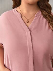 SHEIN Frenchy Hơn Cổ có Lỗ hổng tay cánh Áo sơ mi - Bụi hồng - Xem 4