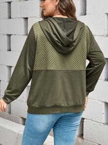 SHEIN LUNE Áo nỉ nửa cúc cỡ lớn - xanh quân đội - Xem 2