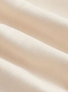 SHEIN MOD Lá sen tỉa Rộng Dây đai Áo - Màu be - Xem 4