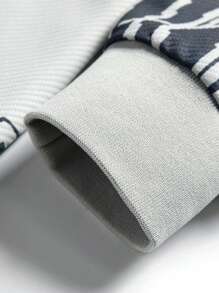 Men Letter Graphic Drawstring Hoodie - Grey - View 3