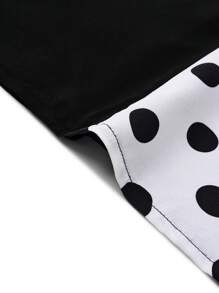 SHEIN Clasi Plus Polka Dot Print Flare Hem Dress - Black and White - View 3
