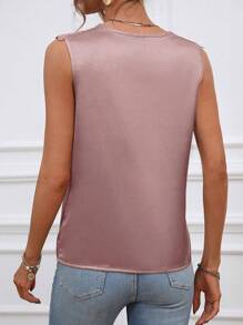 SHEIN Clasi Bảng điều khiển ren Guipure Xa ten Áo sơ mi - Bụi hồng - Xem 2