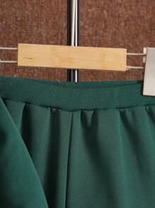 SHEIN 小男孩前拉鍊背心夾克和字母貼片連帽衫和運動衫 - 綠色 - 查看 8