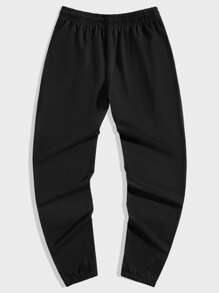 ROMWE MEN Street Life Guys Slogan & Cartoon Graphic Drawstring Waist Sweatpants - Black - View 2