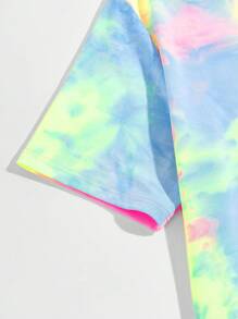 Manfinity VCAY Men Tie Dye Tropical Embroidered Top & Shorts Set - Multicolor - View 3