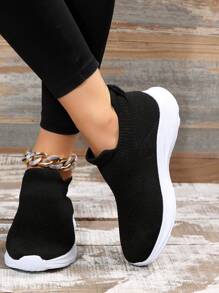 Breathable And Lightweight Women's Slip On Sneakers For Casual, Athletic, And Running Activities - Black - View 6
