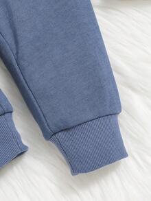 SHEIN 男嬰側翻蓋口袋衛褲 - 藍色 - 查看 3