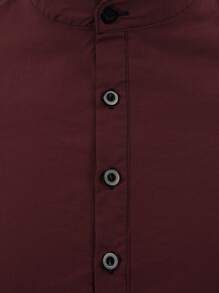 Hombres Camisa con botón de manga enrollada - Burdeos - Ver 5