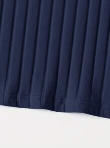 SHEIN Essnce Rib-knit Bodycon Dress - Navy Blue - View 5