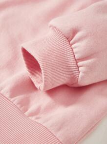 Bé gái tuổi teen Hình ảnh Panda & Chữ cái Lót nhiệt Áo nỉ - Màu Hồng baby - Xem 5