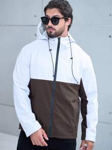Manfinity Homme Lỏng lẻo phù hợp Nam Hai âm Áo Zip Up Hoodie Với dây rút - Xám - Xem 3