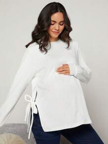 SHEIN Maternity Knot Side Sweatshirt - White - View 5