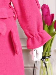 Baby Girl Double Breasted Flounce Sleeve Belted Coat