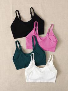 Easithlete 4pcs Solid Seamless Sports Bra - Multicolor - View 2