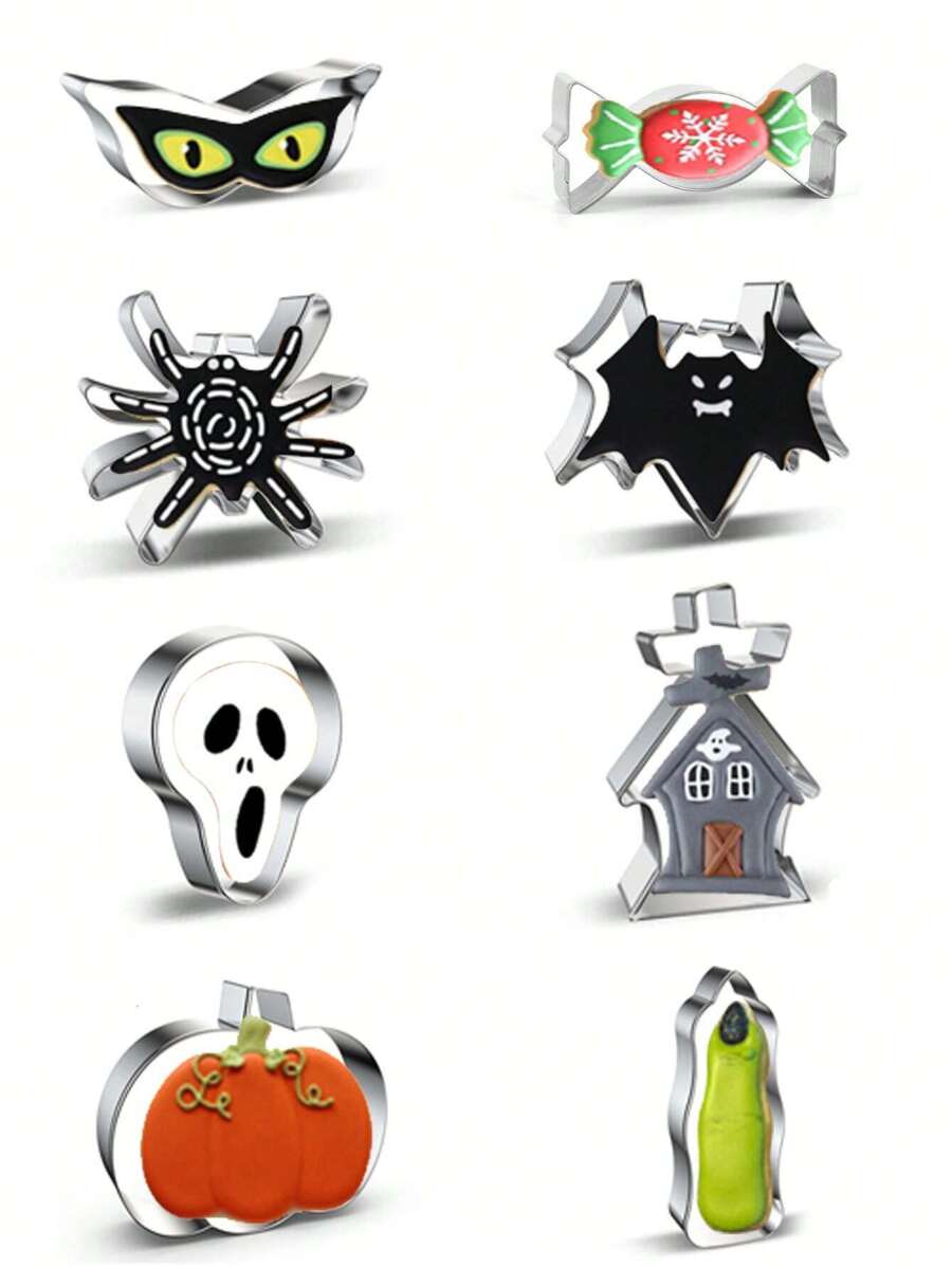 8入組/套萬聖節餅乾模型切割刀,餅乾模具 - 灰色 - 查看 1