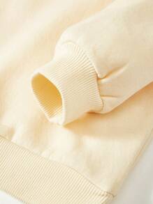 Tween Girl Cowboy Boots & Letter Graphic Thermal Lined Pullover - Beige - View 3