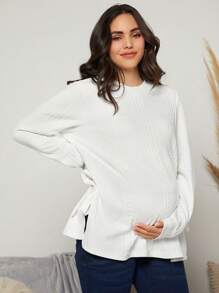 SHEIN Maternity Knot Side Sweatshirt - White - View 6