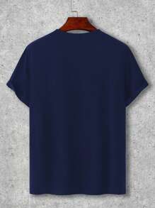 Manfinity Homme Hombres Camiseta con estampado de ancla - Azul Marino - Ver 2