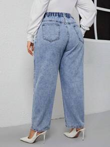SHEIN Essnce Talla grande Jeans de pierna recta unicolor