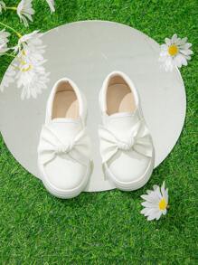 Em bé Cô gái Nút bướm Đồ trang trí Giày lười Giày dép - trắng - Xem 3