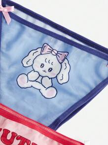 ROMWE Kawaii 大碼3件卡通圖案內褲套裝 - 彩色 - 查看 3