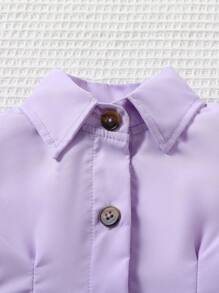 女嬰荷葉邊荷葉袖襯衫洋裝