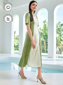 Mulvari Colorblock Zip Back A-line Dress