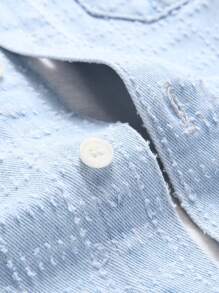 Manfinity LEGND Men Flap Pocket Denim Shirt Without Tee - Light Wash - View 4