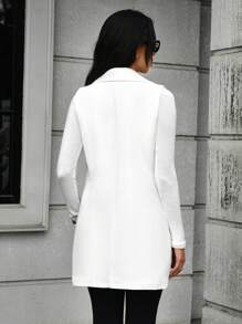 EURMUSE Lapel Neck Double Breasted Blazer Vest - White - View 2
