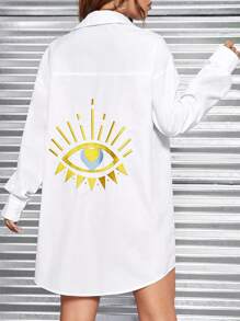 Muchica Camisa con estampado de ojo de hombros caídos - Blanco - Ver 5